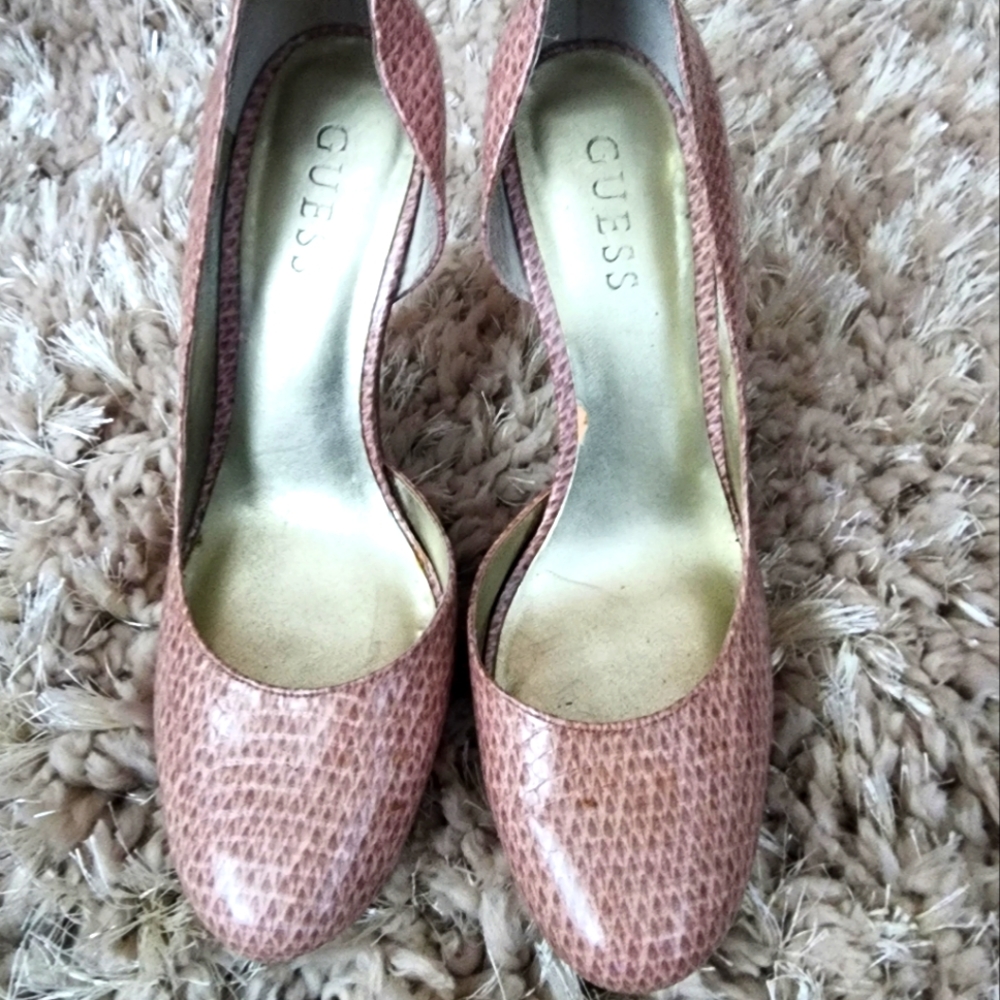 Guess Snake Print Blush Heels 7.5